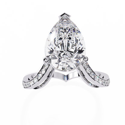 5.00Ct Pear And Round Cut White Colorless Diamond V Shape Antique Classic Stunning Wedding Ring Gift For Women's - HIGHCARAT DIAMONDS
