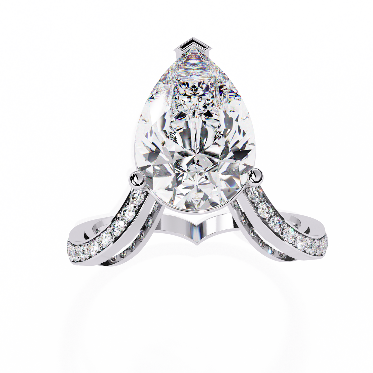 5.00Ct Pear And Round Cut White Colorless Diamond V Shape Antique Classic Stunning Wedding Ring Gift For Women's - HIGHCARAT DIAMONDS