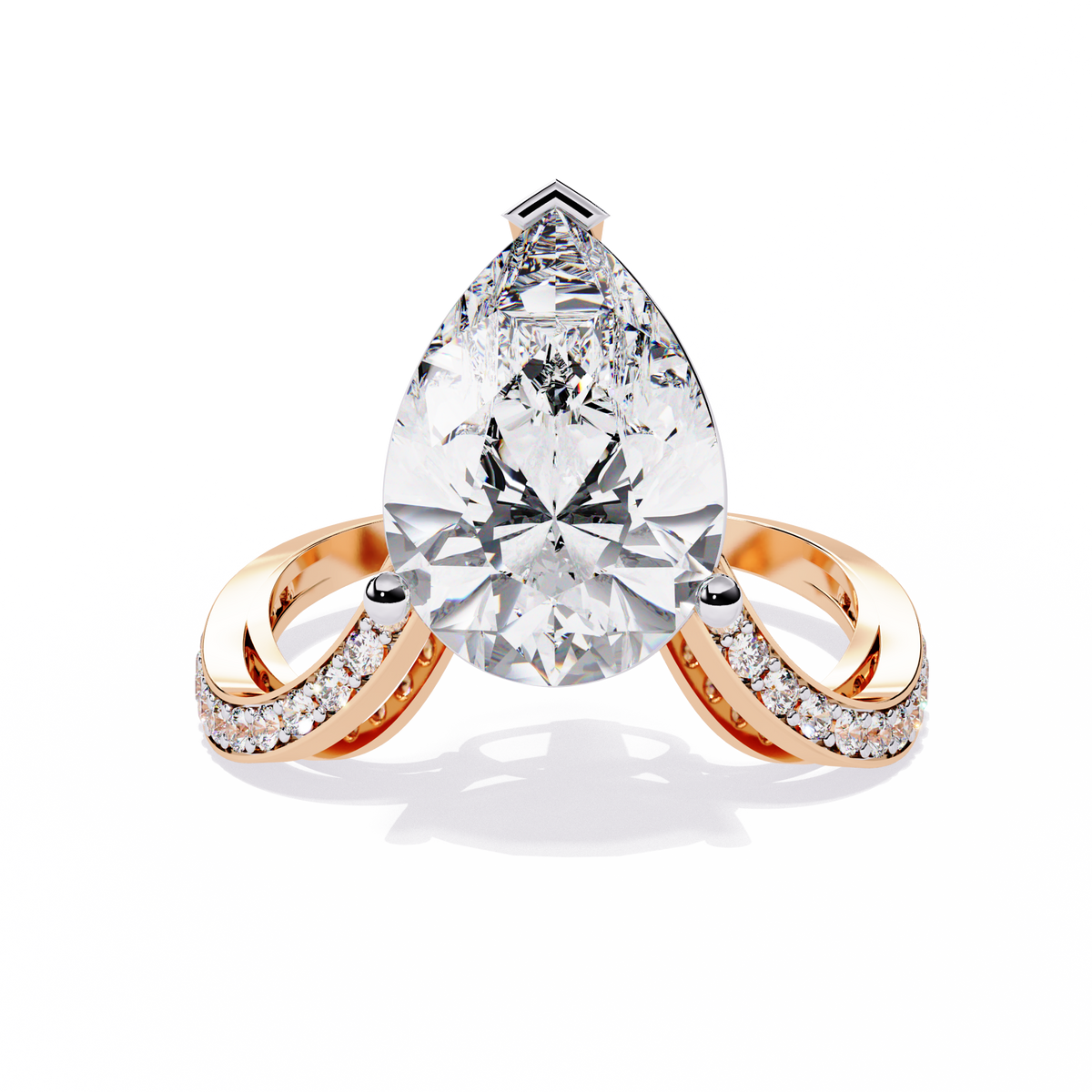 5.00Ct Pear And Round Cut White Colorless Diamond V Shape Antique Classic Stunning Wedding Ring Gift For Women's - HIGHCARAT DIAMONDS