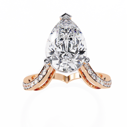 5.00Ct Pear And Round Cut White Colorless Diamond V Shape Antique Classic Stunning Wedding Ring Gift For Women's - HIGHCARAT DIAMONDS