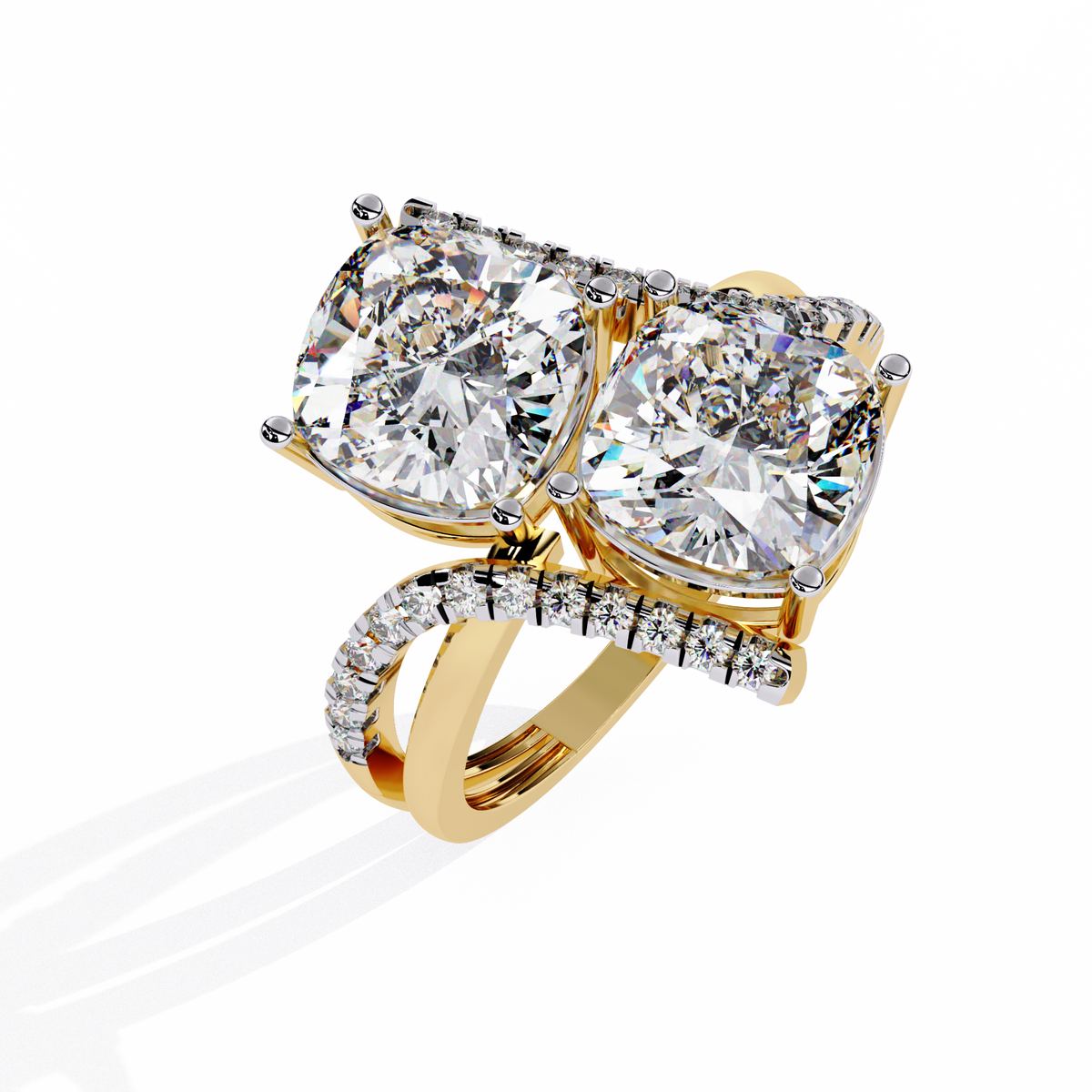 5.04Ct Round And Cushion Square Cut Diamond Elegance Timeless Stunning Dainty Bridesmaid Ring - HIGHCARAT DIAMONDS