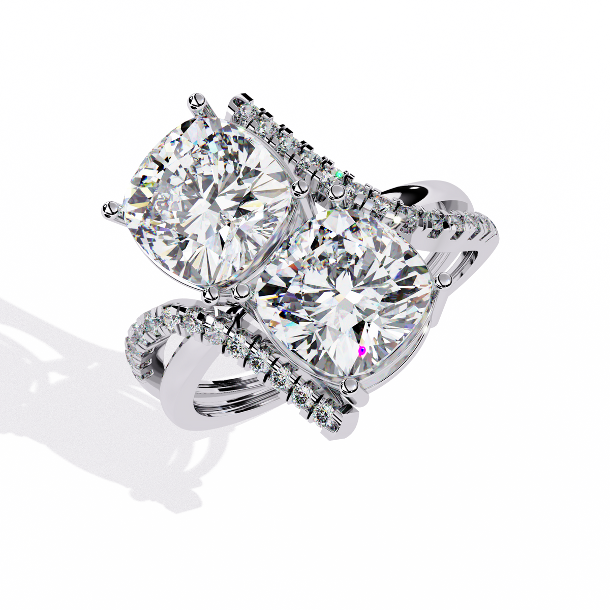 5.04Ct Round And Cushion Square Cut Diamond Elegance Timeless Stunning Dainty Bridesmaid Ring - HIGHCARAT DIAMONDS