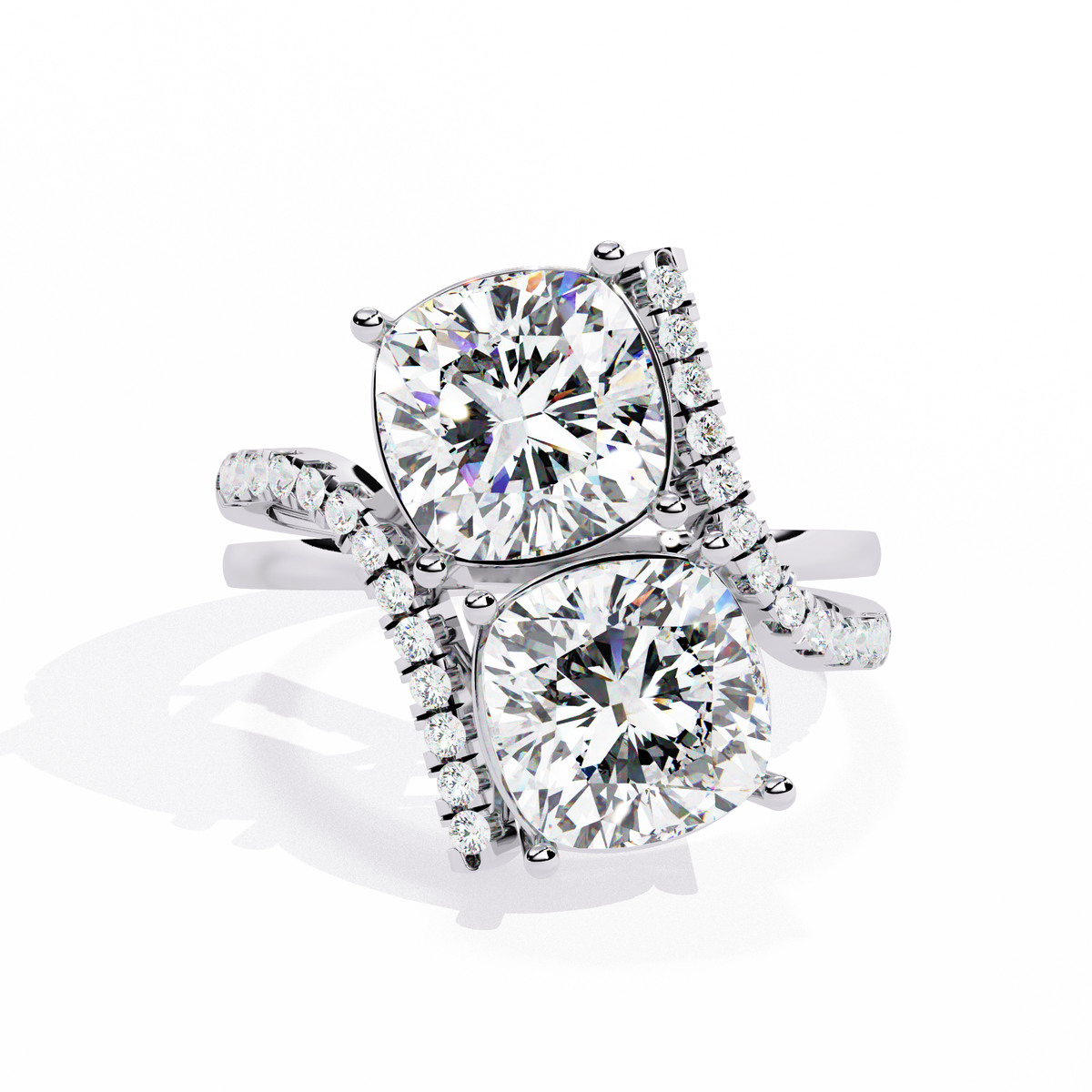 5.04Ct Round And Cushion Square Cut Diamond Elegance Timeless Stunning Dainty Bridesmaid Ring - HIGHCARAT DIAMONDS