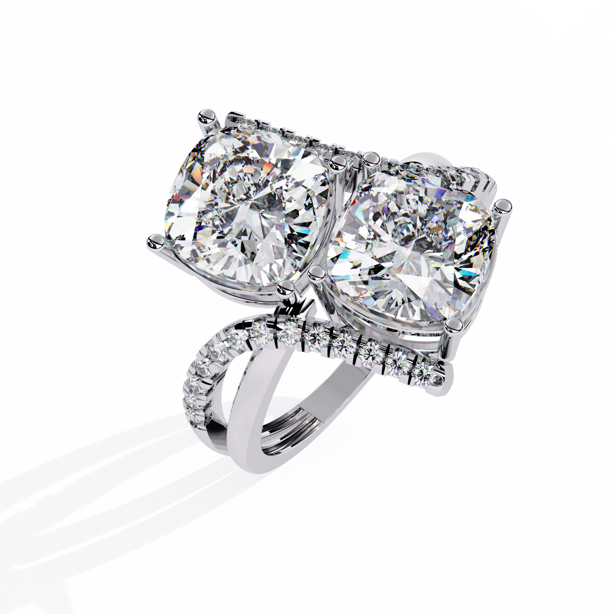 5.04Ct Round And Cushion Square Cut Diamond Elegance Timeless Stunning Dainty Bridesmaid Ring - HIGHCARAT DIAMONDS