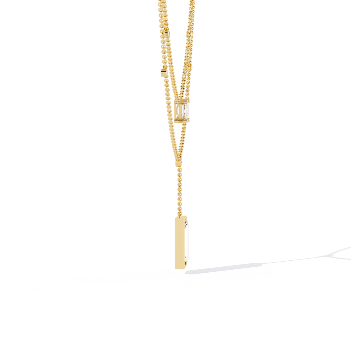 5.47 Ct Emerald , Baguette And Round Lab Grown  Cut Diamond Unique Art Deco Dainty Necklace For Her - HIGHCARAT DIAMONDS