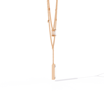 5.47 Ct Emerald , Baguette And Round Lab Grown  Cut Diamond Unique Art Deco Dainty Necklace For Her - HIGHCARAT DIAMONDS