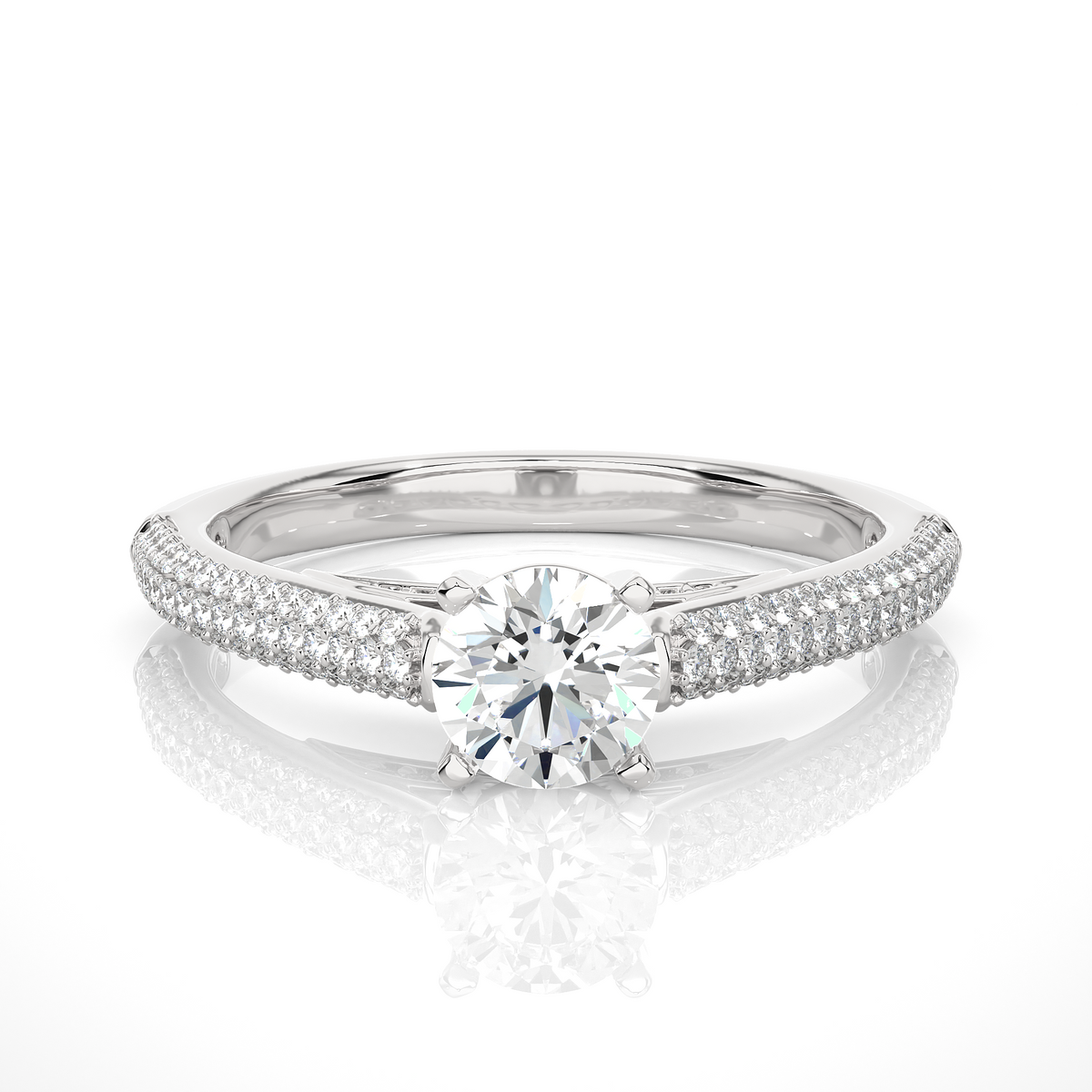 5.70 Ct Round Shaped Lab Grown  Diamond 18k Solid Gold With Side Stone Stunning Engagement Ring For Her - HIGHCARAT DIAMONDS