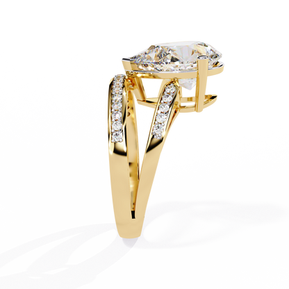5.78Ct Pear And Round Cut Diamond Antique Vintage 10k Yellow Gold  Elegant Statement Dazzling Ring - HIGHCARAT DIAMONDS