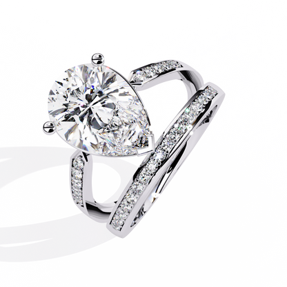 5.78Ct Pear And Round Cut Diamond Antique Vintage 10k Yellow Gold  Elegant Statement Dazzling Ring - HIGHCARAT DIAMONDS