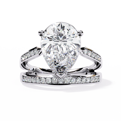 5.78Ct Pear And Round Cut Diamond Antique Vintage 10k Yellow Gold  Elegant Statement Dazzling Ring - HIGHCARAT DIAMONDS