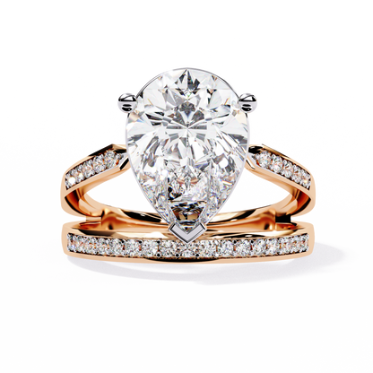 5.78Ct Pear And Round Cut Diamond Antique Vintage 10k Yellow Gold  Elegant Statement Dazzling Ring - HIGHCARAT DIAMONDS