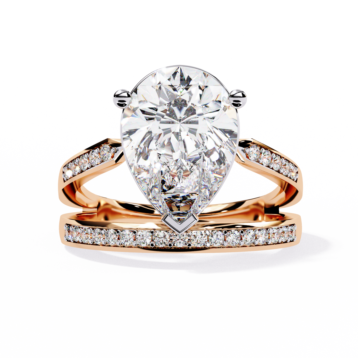 5.78Ct Pear And Round Cut Diamond Antique Vintage 10k Yellow Gold  Elegant Statement Dazzling Ring - HIGHCARAT DIAMONDS