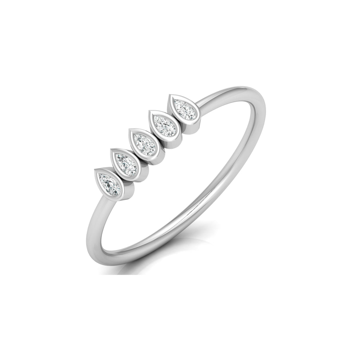 5 Stone Pear Cut Bezel Set Diamond Wedding Ring in 14KT Gold Lab Grown or Natural for Her - HIGHCARAT DIAMONDS