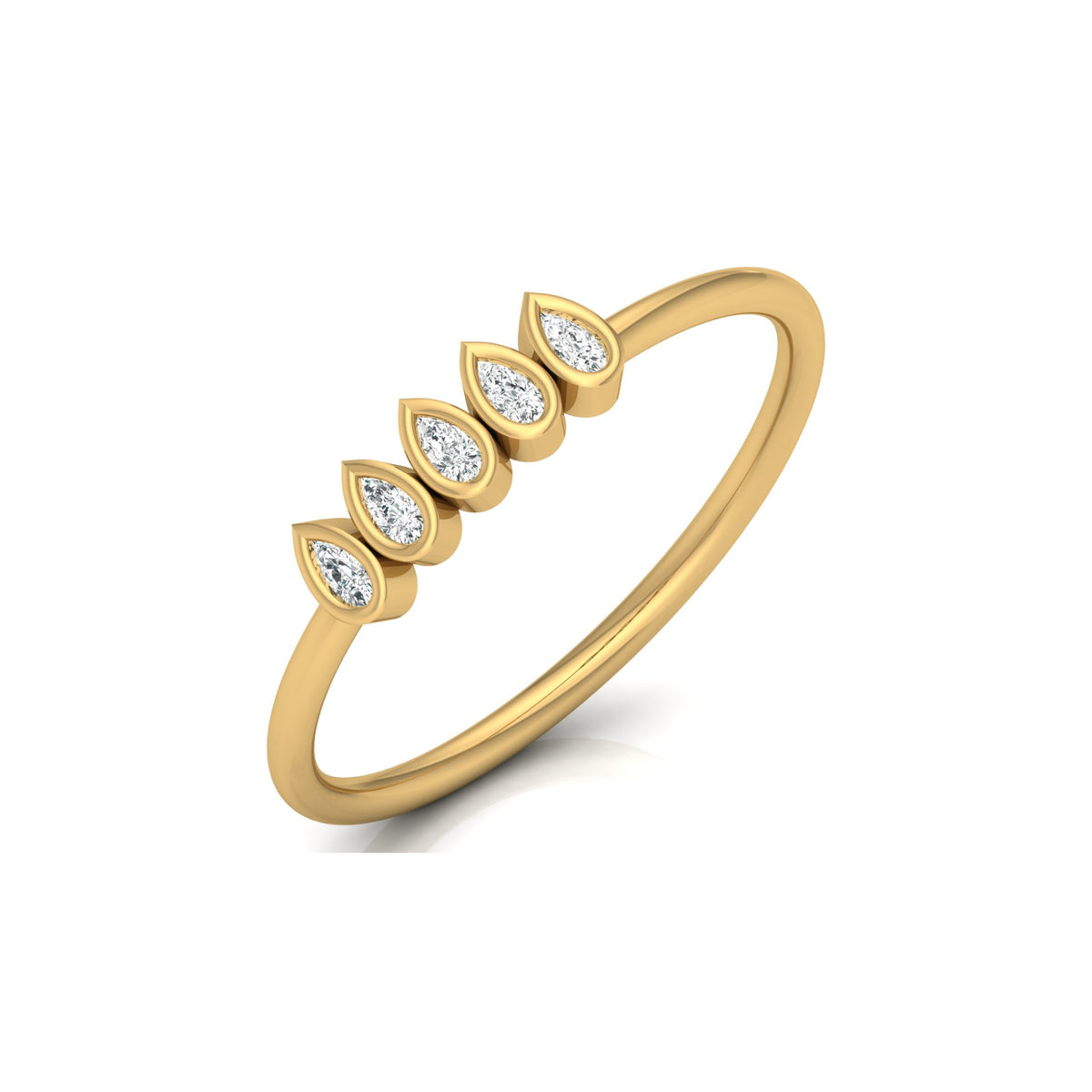 5 Stone Pear Cut Bezel Set Diamond Wedding Ring in 14KT Gold Lab Grown or Natural for Her - HIGHCARAT DIAMONDS