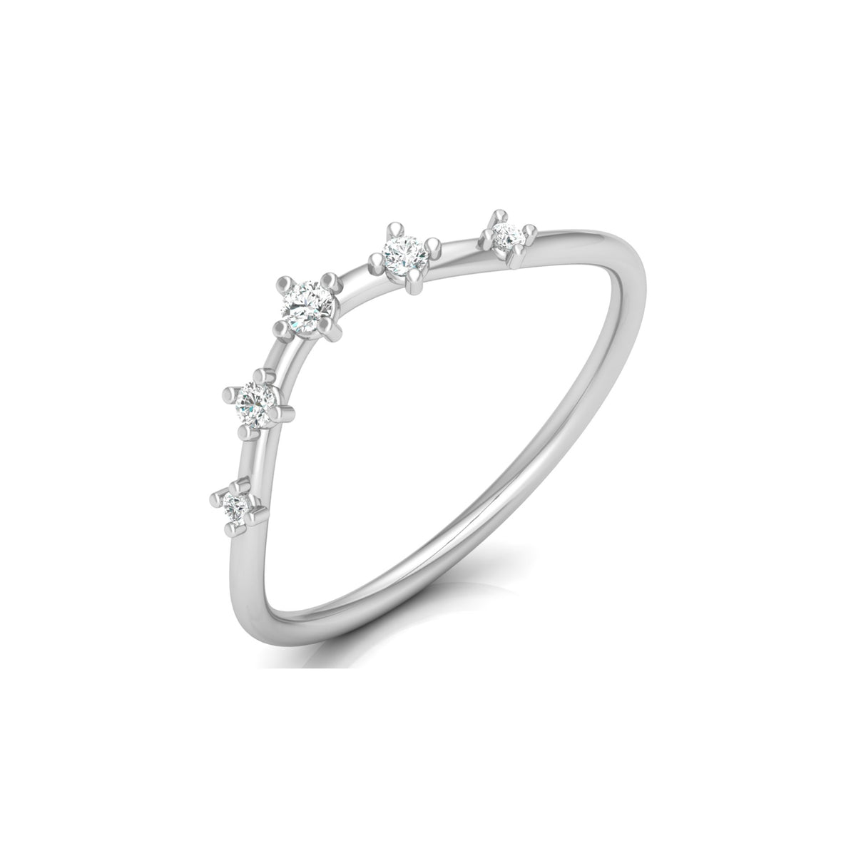 Lightweight 5-Stone V Shaped Round Diamond Ring for Women's Elegant Solid Gold Design - HIGHCARAT DIAMONDS