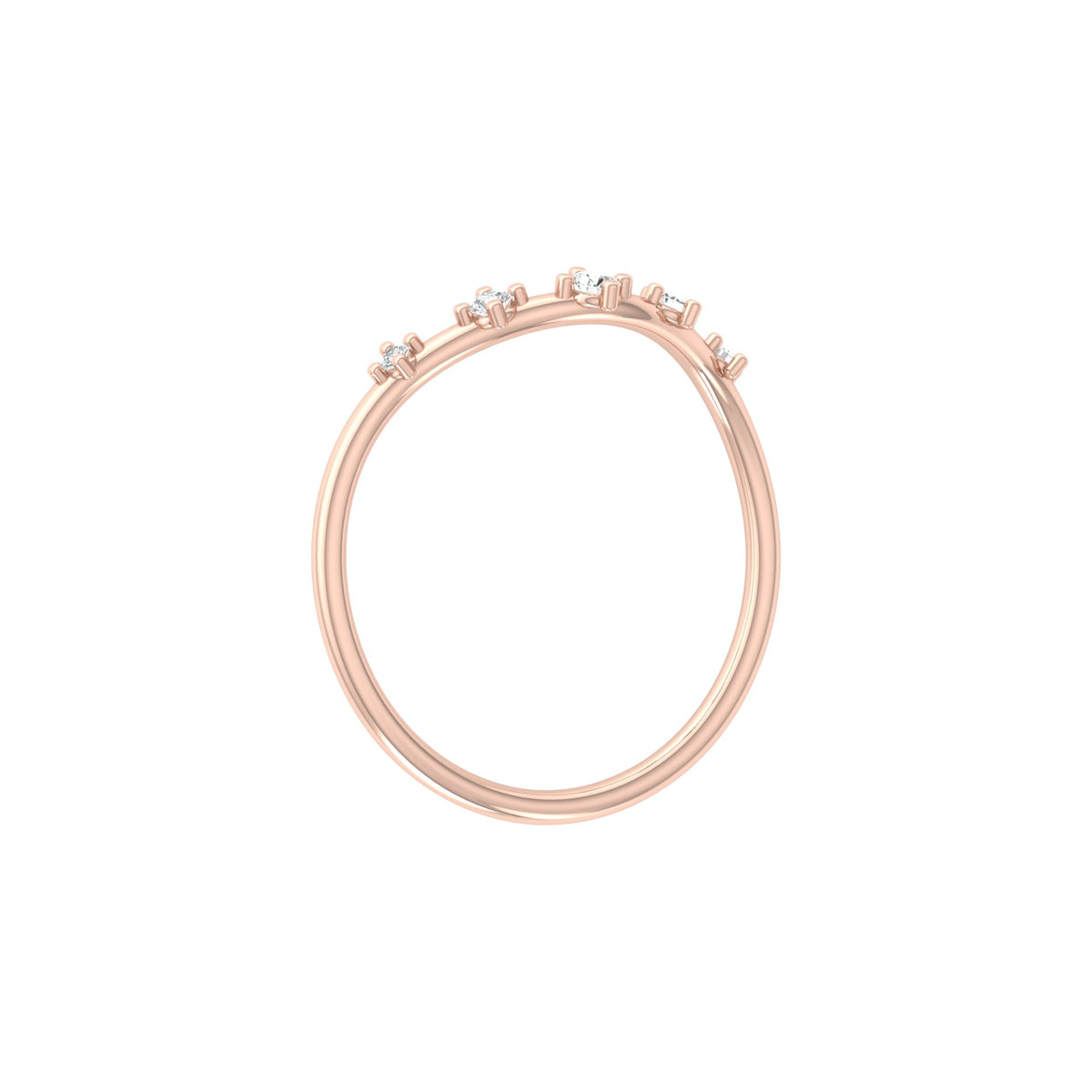 Lightweight 5-Stone V Shaped Round Diamond Ring for Women's Elegant Solid Gold Design - HIGHCARAT DIAMONDS