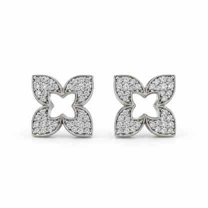 Lily Floral Shape Lab Grown Diamond Stud Earring