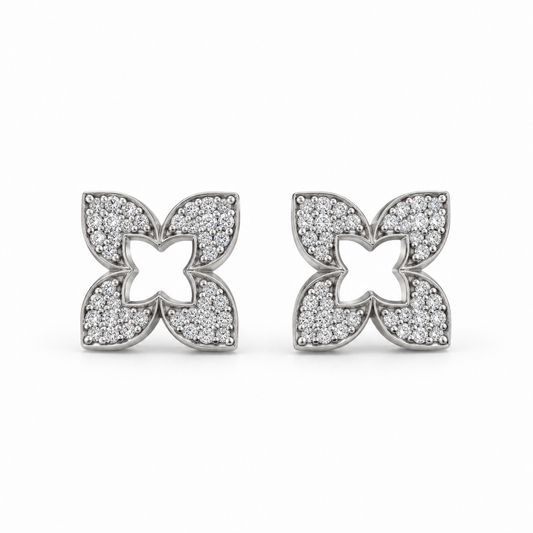 Lily Floral Shape Lab Grown Diamond Stud Earring