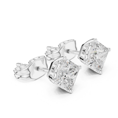 Princess Cut Lab Grown Diamond Prong Set Stud Earring