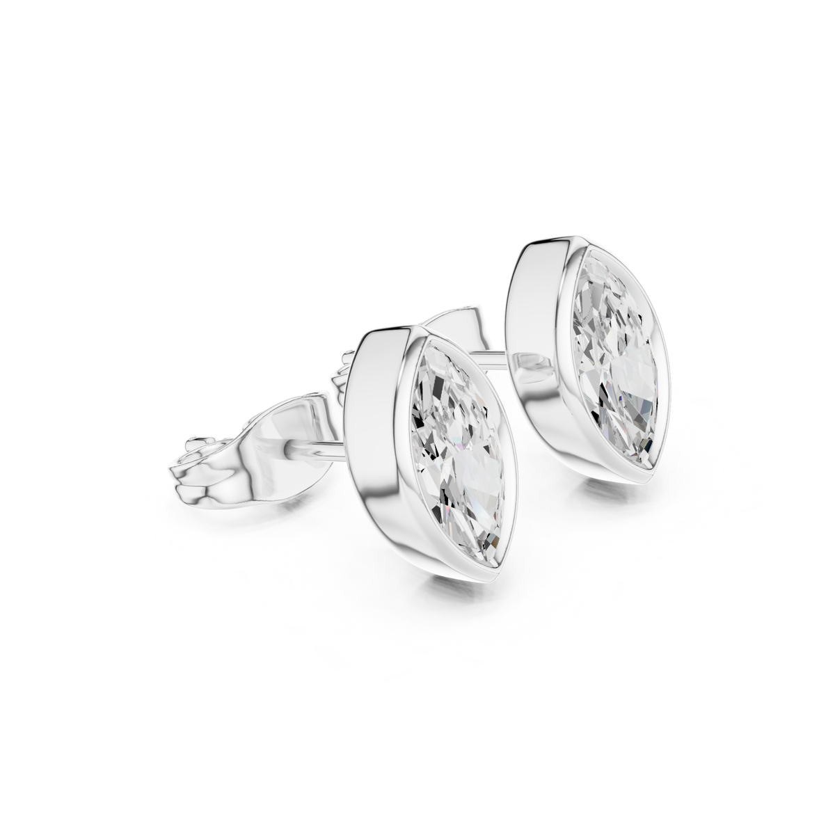 Marquise Cut Lab Grown Diamond Bezel Stud Earrings