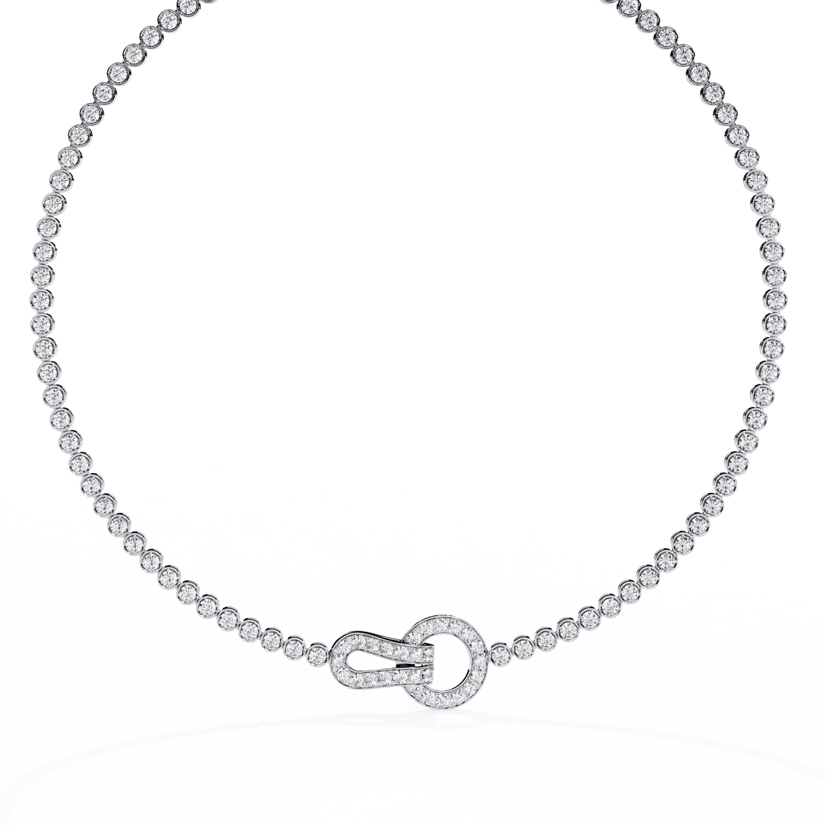 6.42 Ct,10k White Solid Gold Fancy Round Cut Lab Grown& Natural Prong Set  Wedding Diamond  Necklace - HIGHCARAT DIAMONDS
