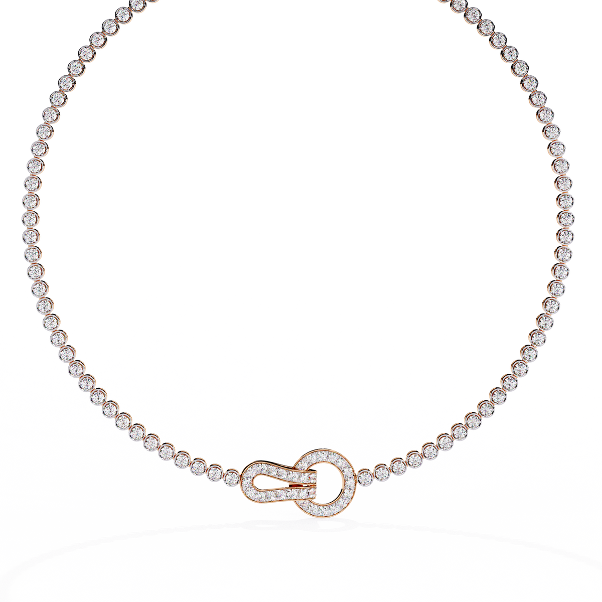6.42 Ct,10k White Solid Gold Fancy Round Cut Lab Grown& Natural Prong Set  Wedding Diamond  Necklace - HIGHCARAT DIAMONDS