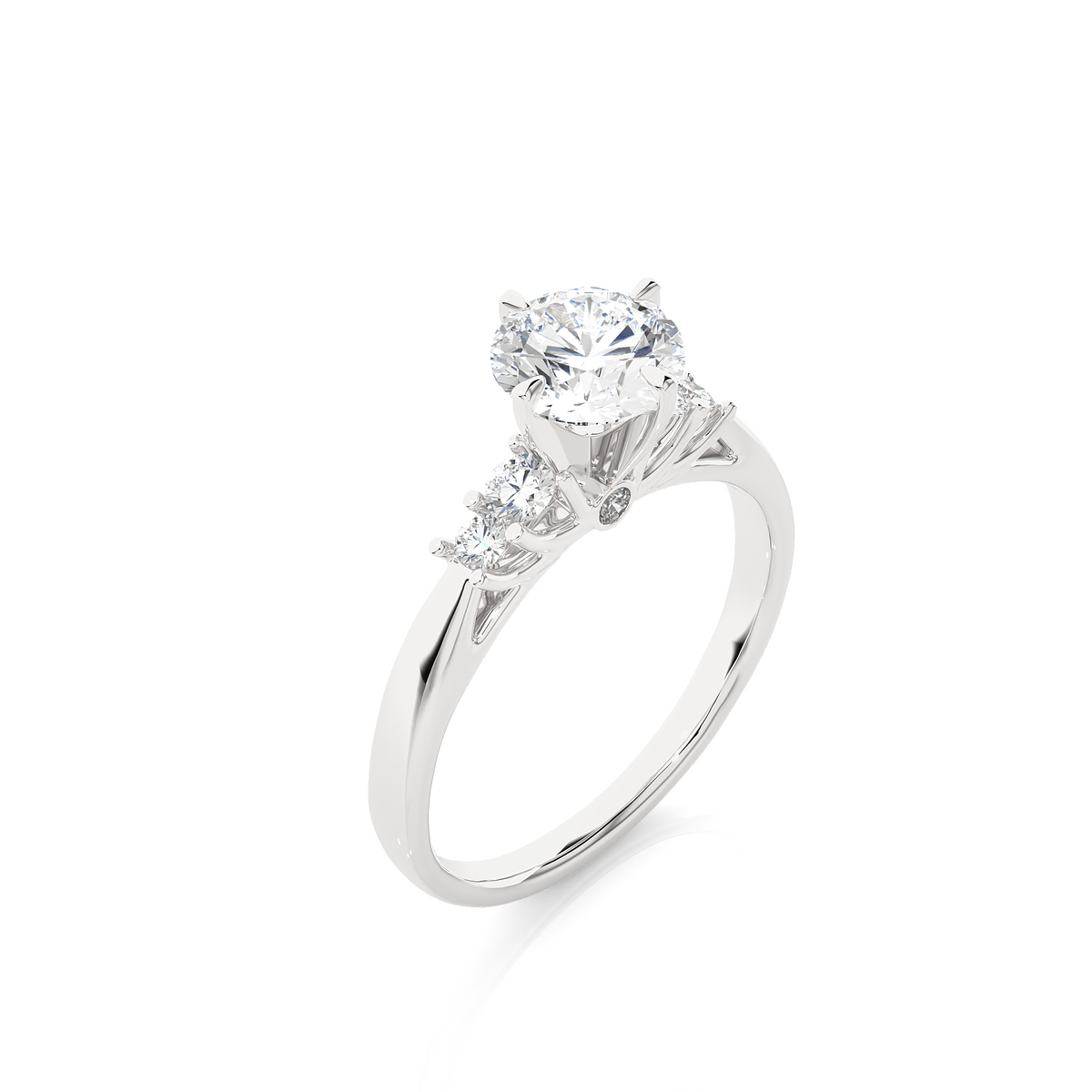 6 Stone Round Cut Lab grown Diamond 18k Solid Gold  Engagement Ring ,Perfect for Your - HIGHCARAT DIAMONDS
