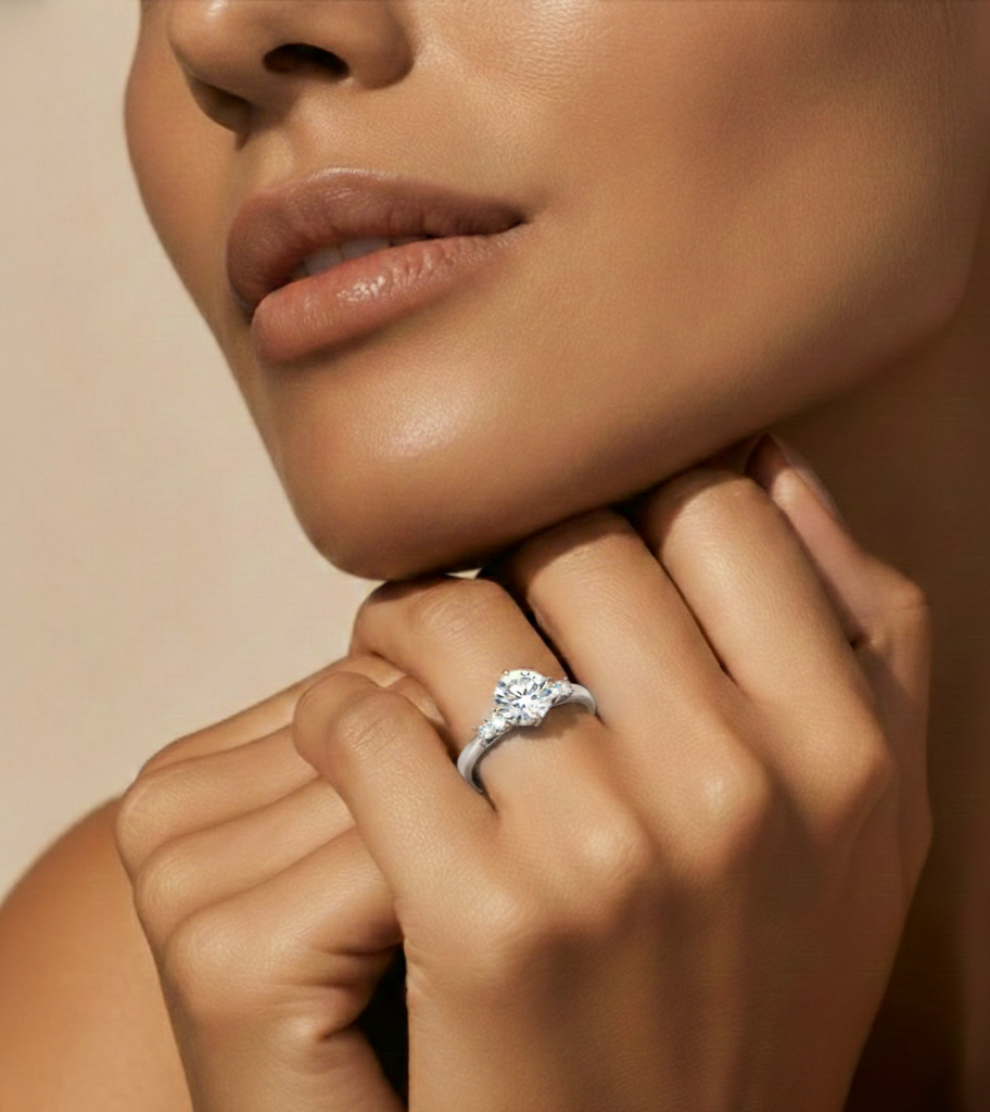 6 Stone Round Cut Lab grown Diamond 18k Solid Gold  Engagement Ring ,Perfect for Your - HIGHCARAT DIAMONDS #wearthelook