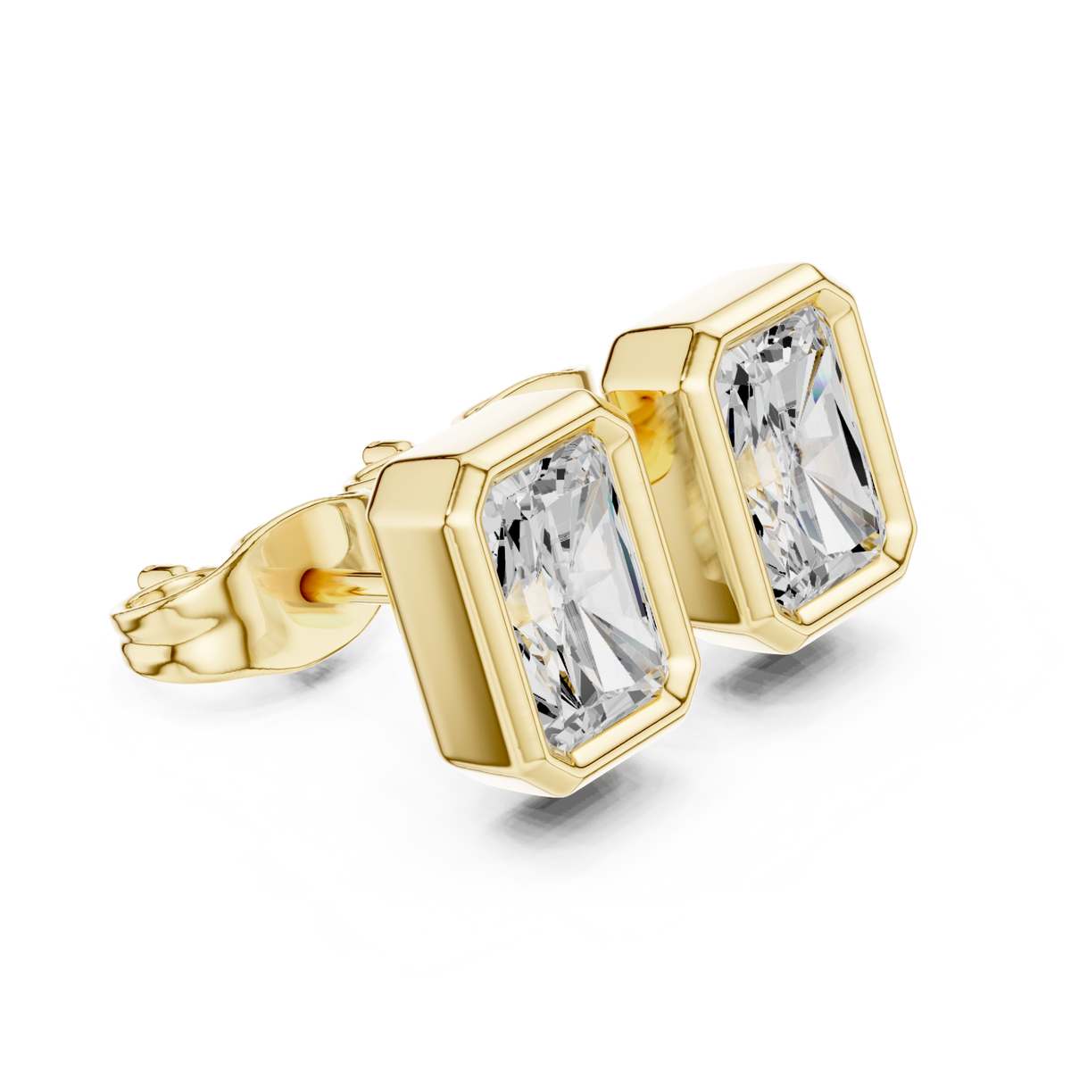 Radiant Cut Lab Grown Diamond Vintage Stud Earrings