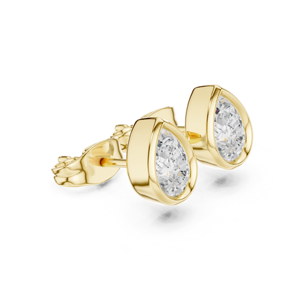 Pear Cut Lab Grown Diamond Vintage Stud Earrings