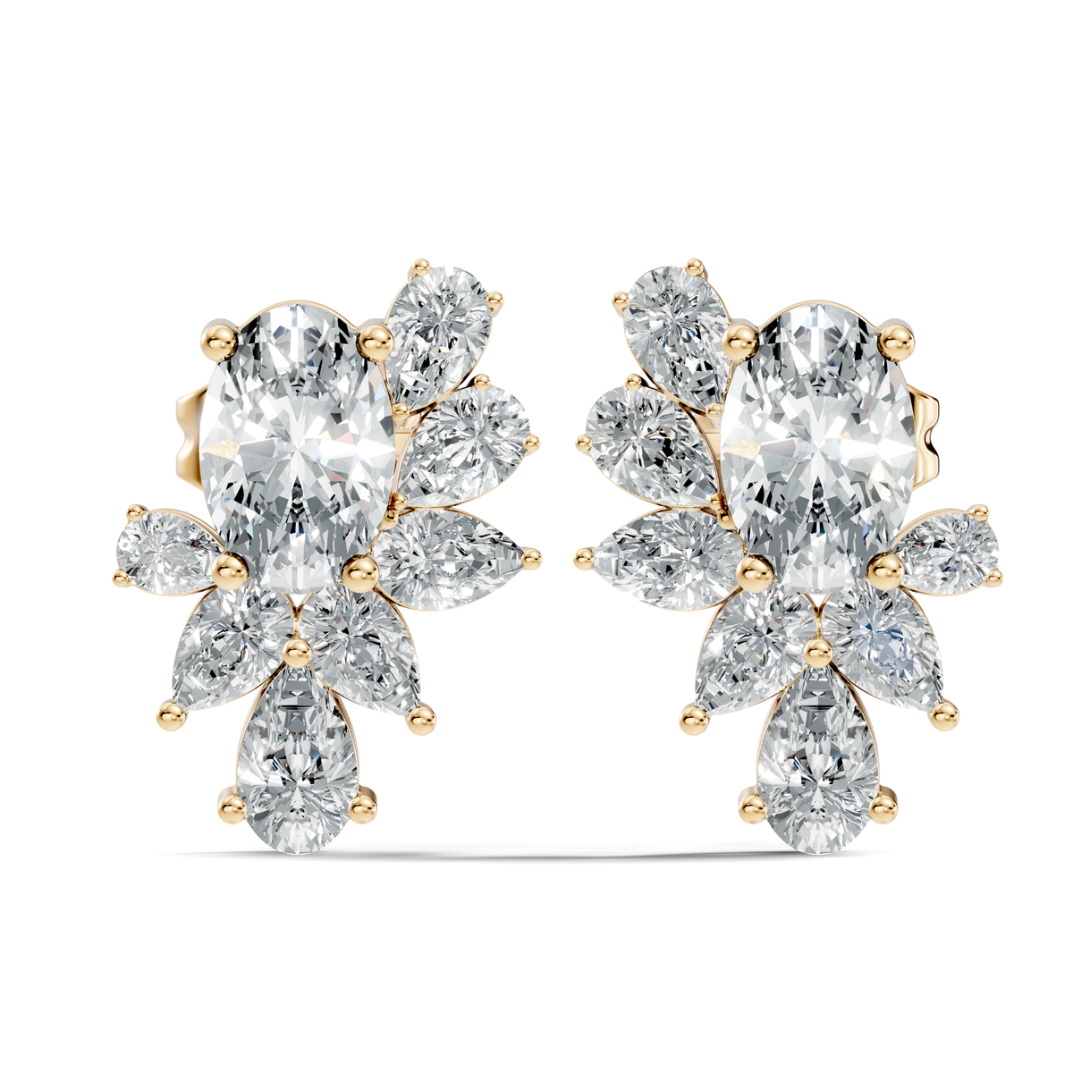 Oval and Pear Cut Lab Grown Diamond Unique Prong Stud Earring