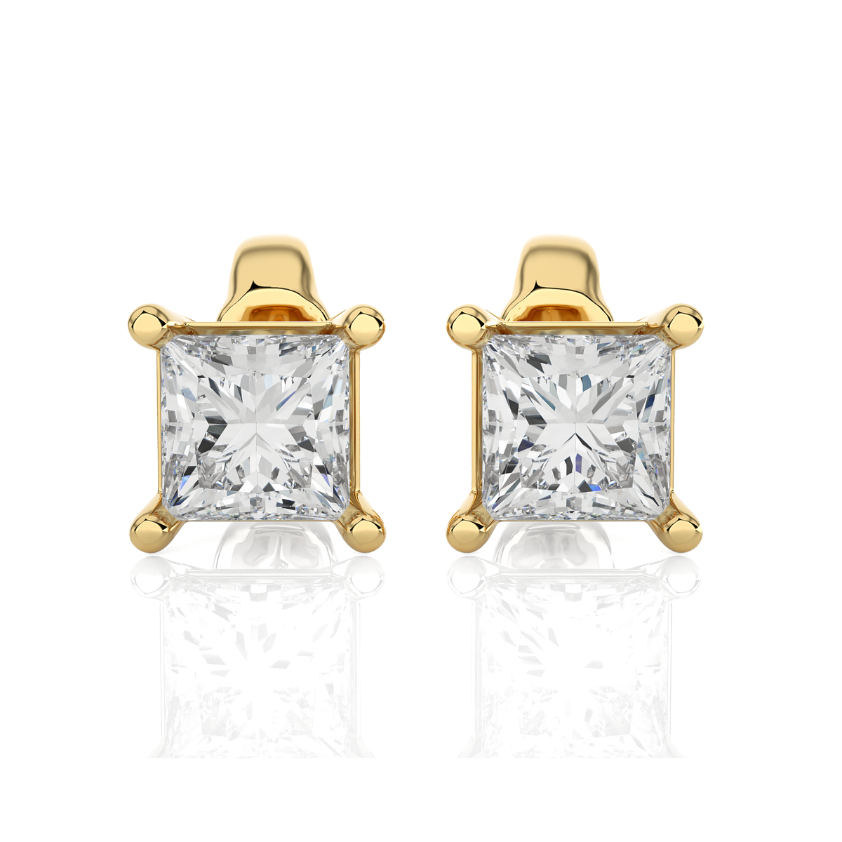 1 Carat Princess Cut Lab Grown Diamond Stud Earrings