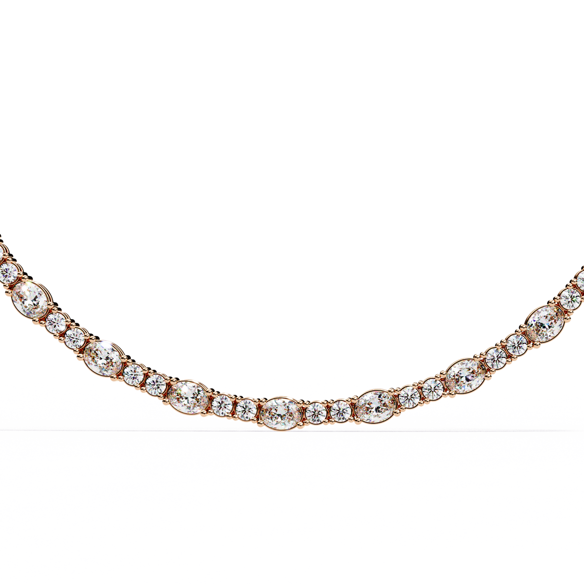 10k Solid Rose Gold Oval & Round Cut 7.35 Ct Lab Grown & Natural Minimalist Classic Diamond Necklace For Her - HIGHCARAT DIAMONDS