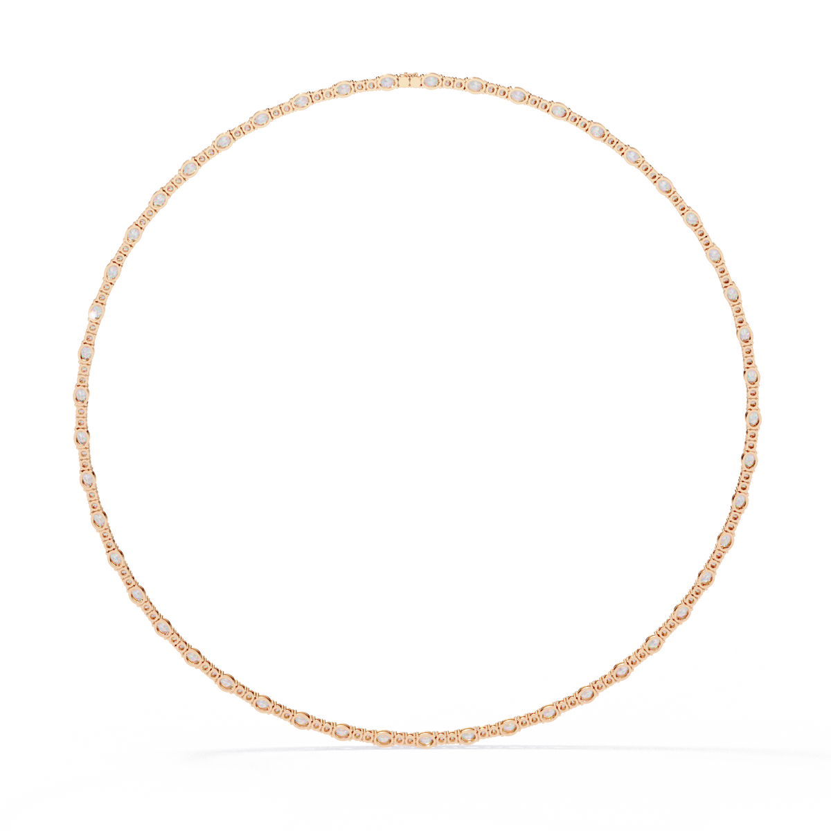 10k Solid Rose Gold Oval & Round Cut 7.35 Ct Lab Grown & Natural Minimalist Classic Diamond Necklace For Her - HIGHCARAT DIAMONDS