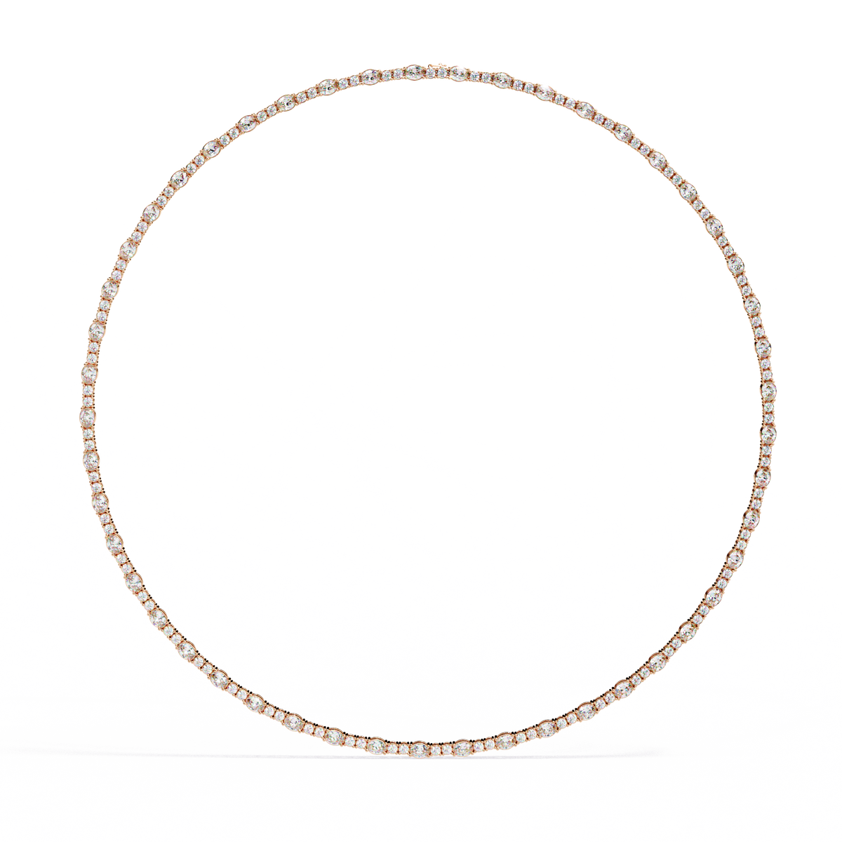 10k Solid Rose Gold Oval & Round Cut 7.35 Ct Lab Grown & Natural Minimalist Classic Diamond Necklace For Her - HIGHCARAT DIAMONDS