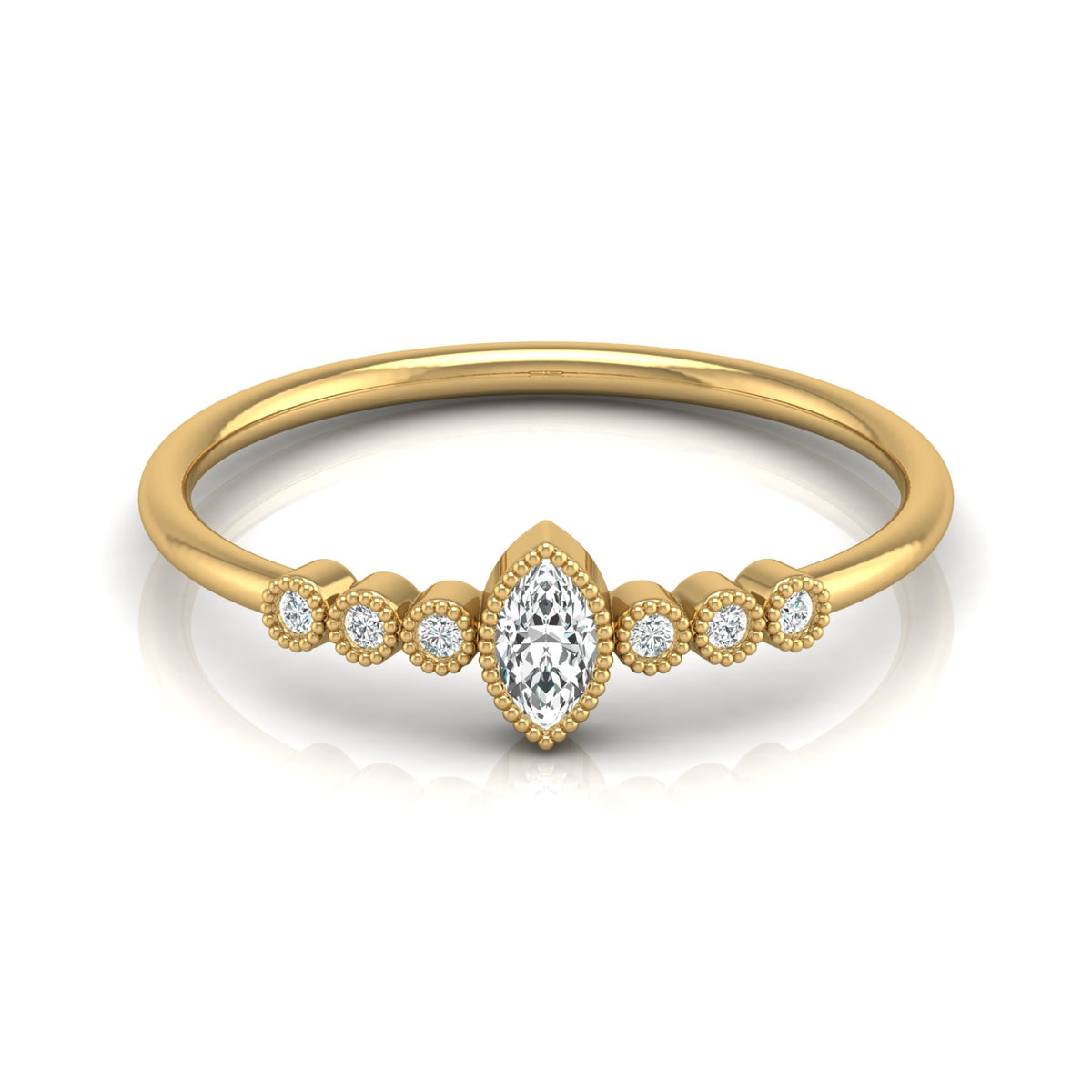 7 Stone Marquise & Round Cut Lab Grown Diamond Halo Ring - HIGHCARAT DIAMONDS