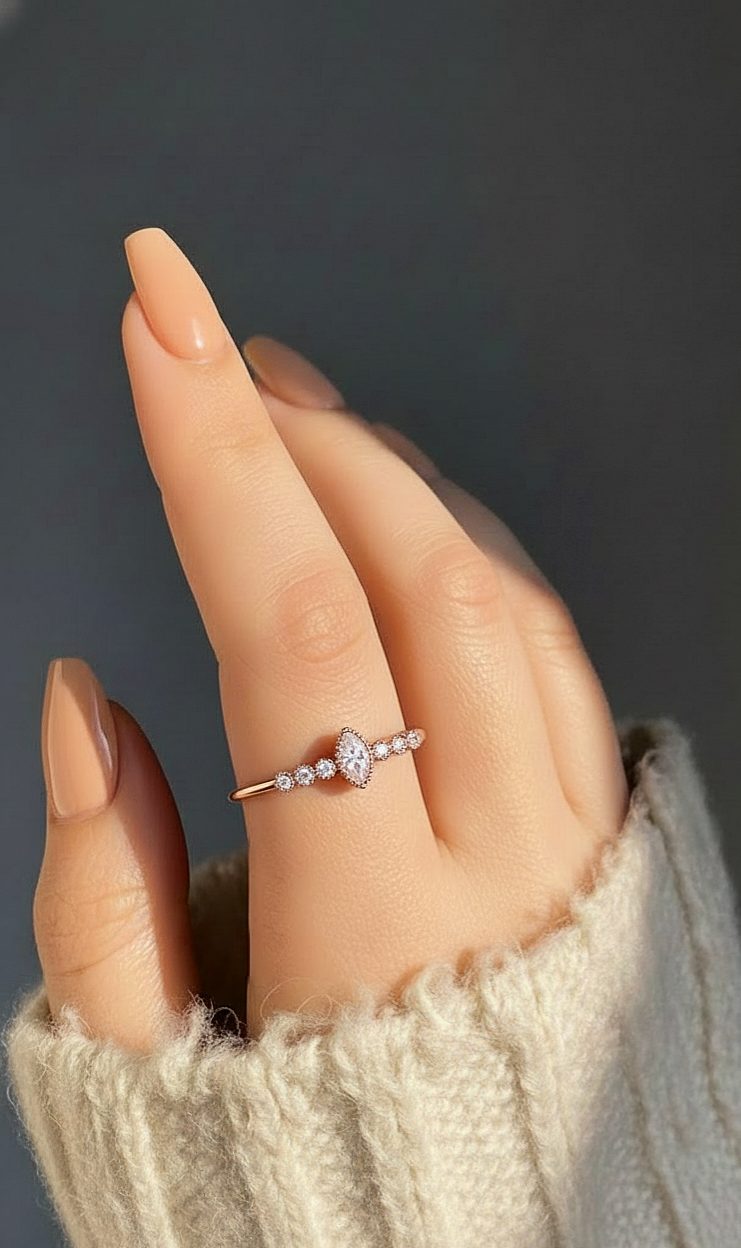7 Stone Marquise & Round Cut Lab Grown Diamond Halo Ring - HIGHCARAT DIAMONDS #wearthelook
