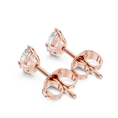 Four Prong Oval Cut Lab Grown Diamond Earring Side Profile