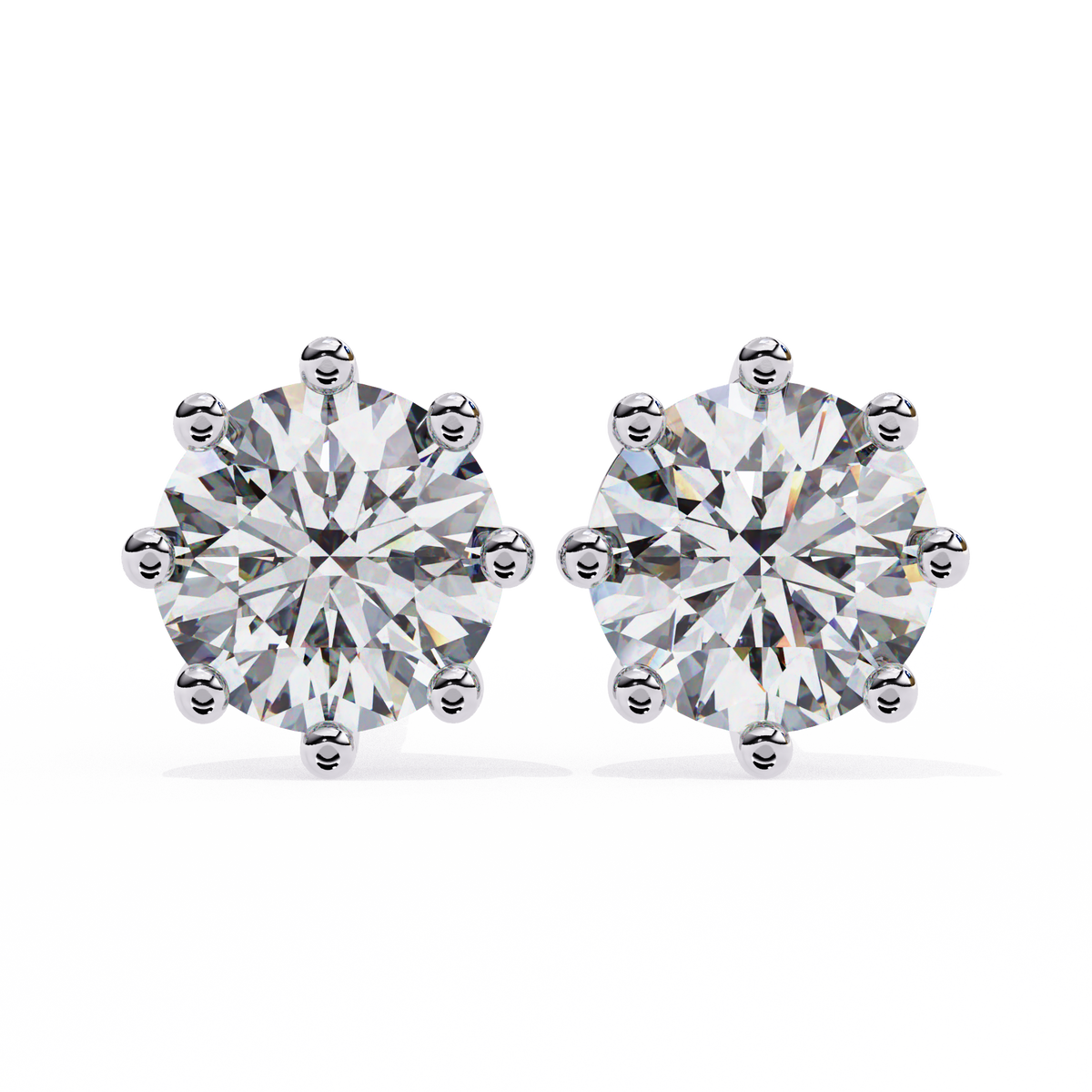 8 Prong Set 2.57Ct Round Cut High Quality Lab Grown Diamond Antique Push Back Daily Wear Stud Earring For Her - HIGHCARAT DIAMONDS