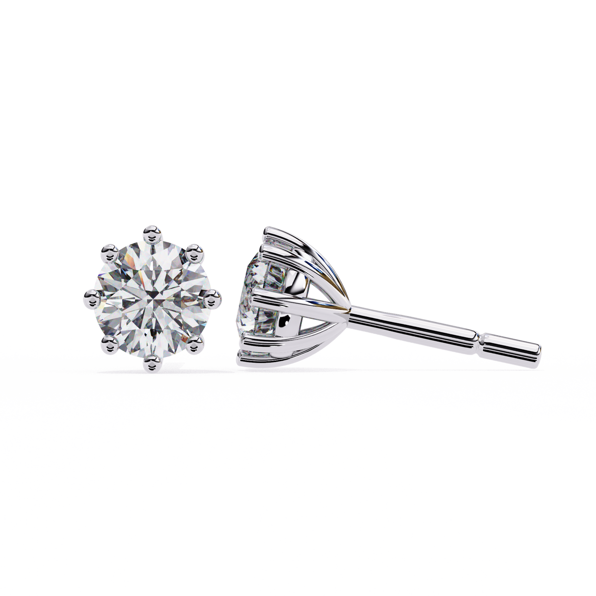 8 Prong Set 2.57Ct Round Cut High Quality Lab Grown Diamond Antique Push Back Daily Wear Stud Earring For Her - HIGHCARAT DIAMONDS