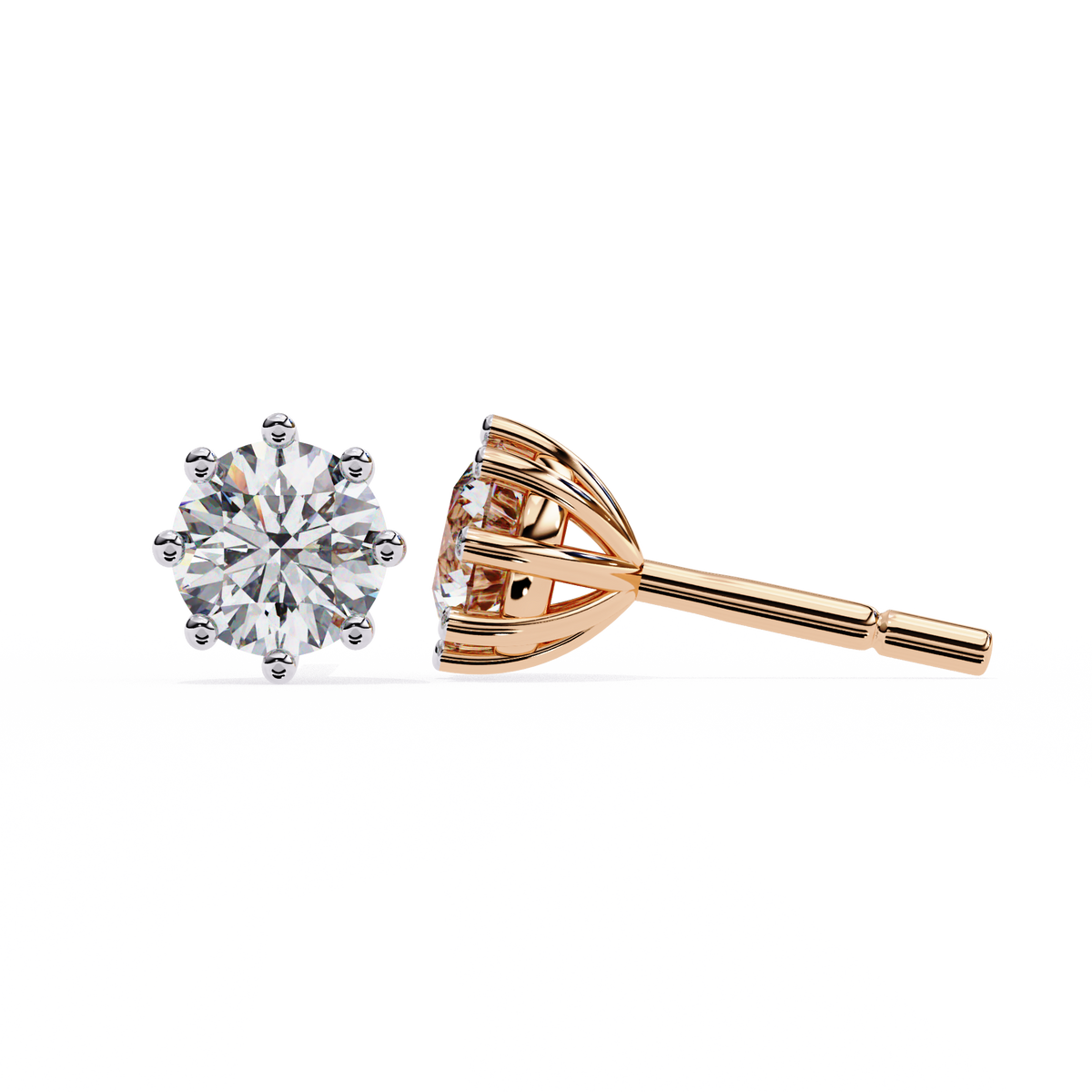 8 Prong Set 2.57Ct Round Cut High Quality Lab Grown Diamond Antique Push Back Daily Wear Stud Earring For Her - HIGHCARAT DIAMONDS