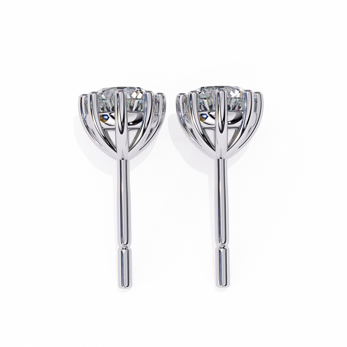 8 Prong Set 2.57Ct Round Cut High Quality Lab Grown Diamond Antique Push Back Daily Wear Stud Earring For Her - HIGHCARAT DIAMONDS
