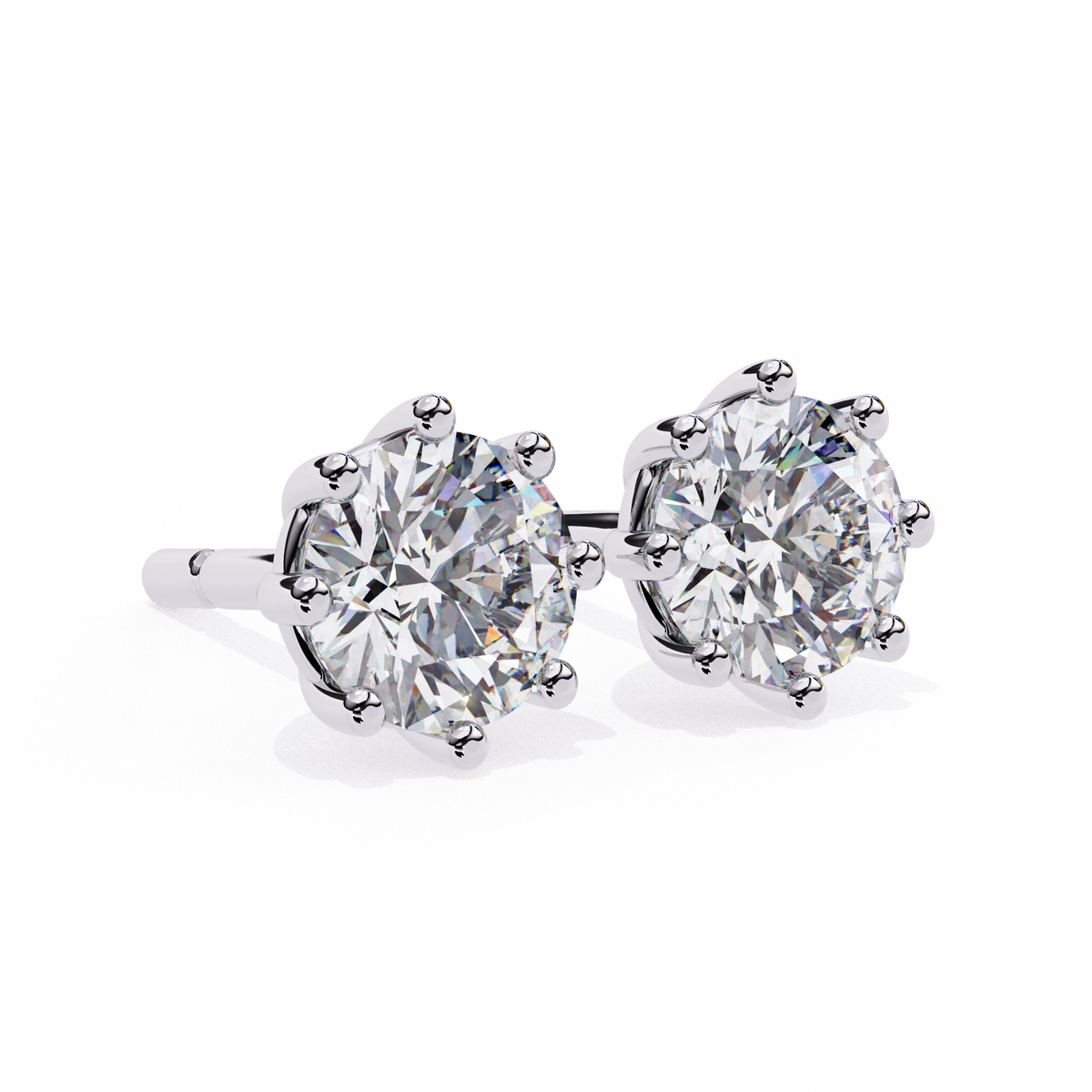 8 Prong Set 2.57Ct Round Cut High Quality Lab Grown Diamond Antique Push Back Daily Wear Stud Earring For Her - HIGHCARAT DIAMONDS