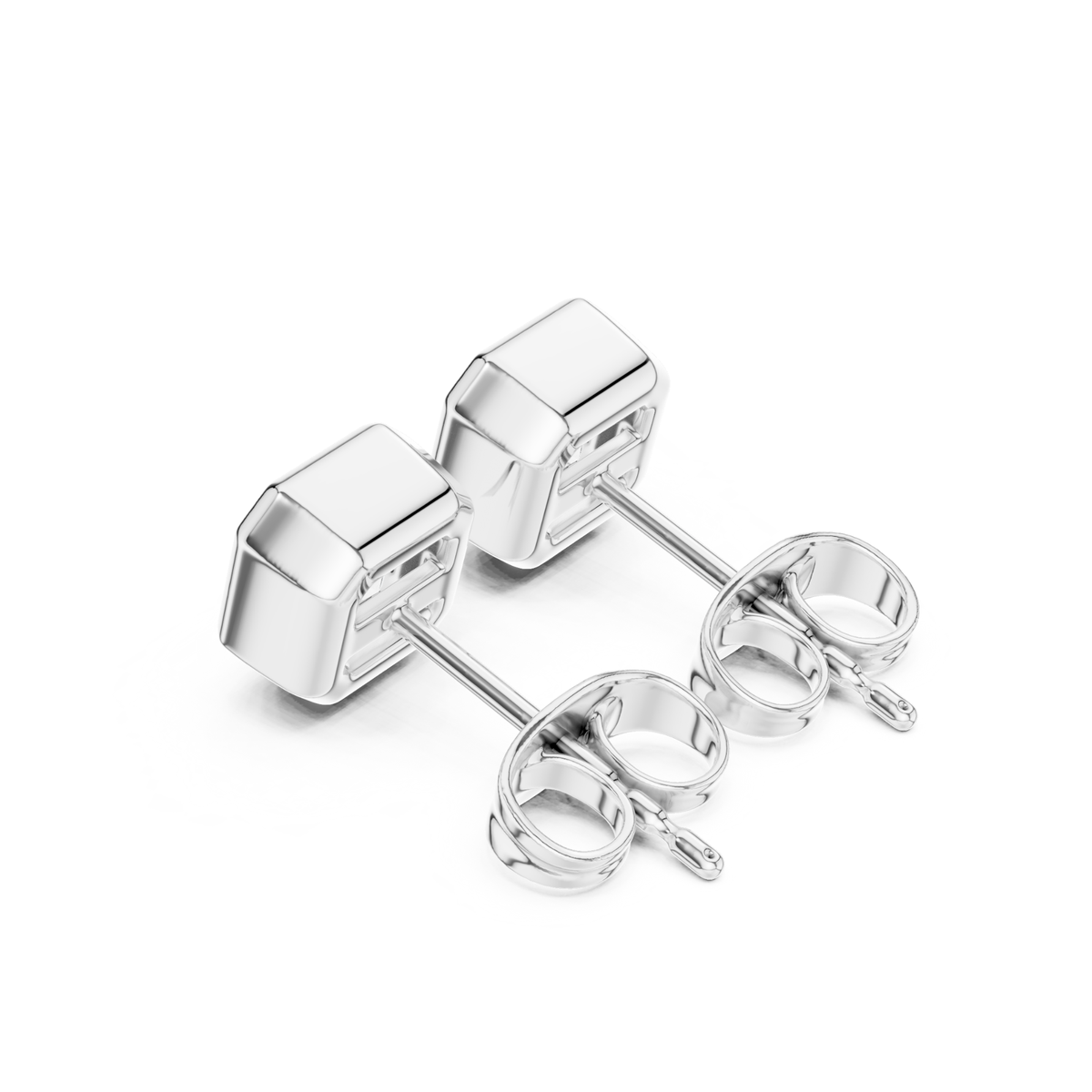 Asscher Cut Lab Grown Diamond Gold Stud Earrings