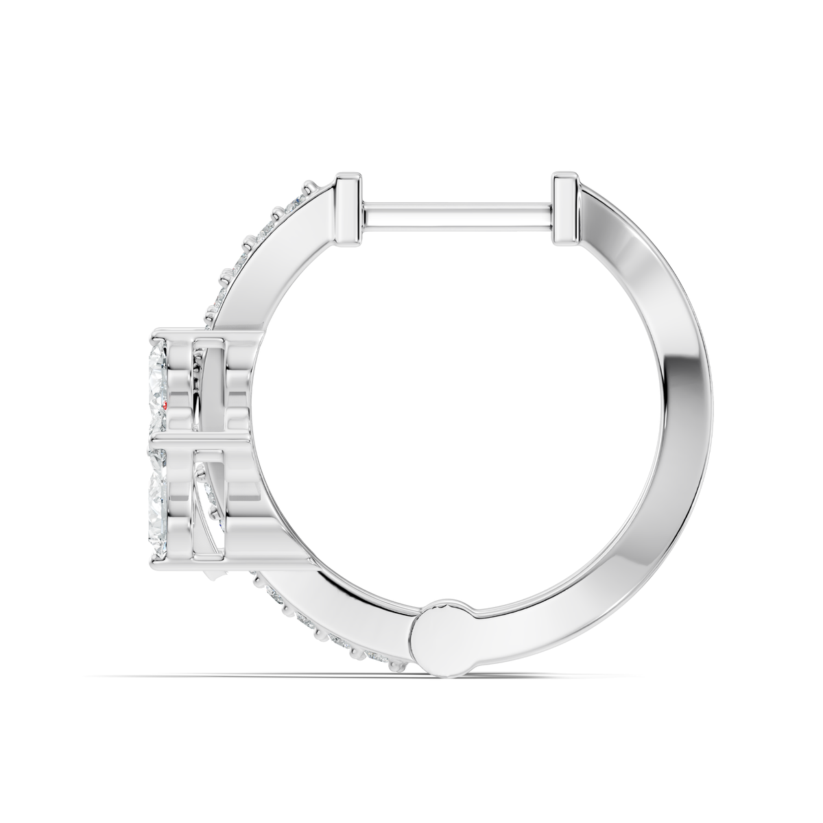 Pear and Round Cut Lab Grown Diamond Hinged Hoop Earring