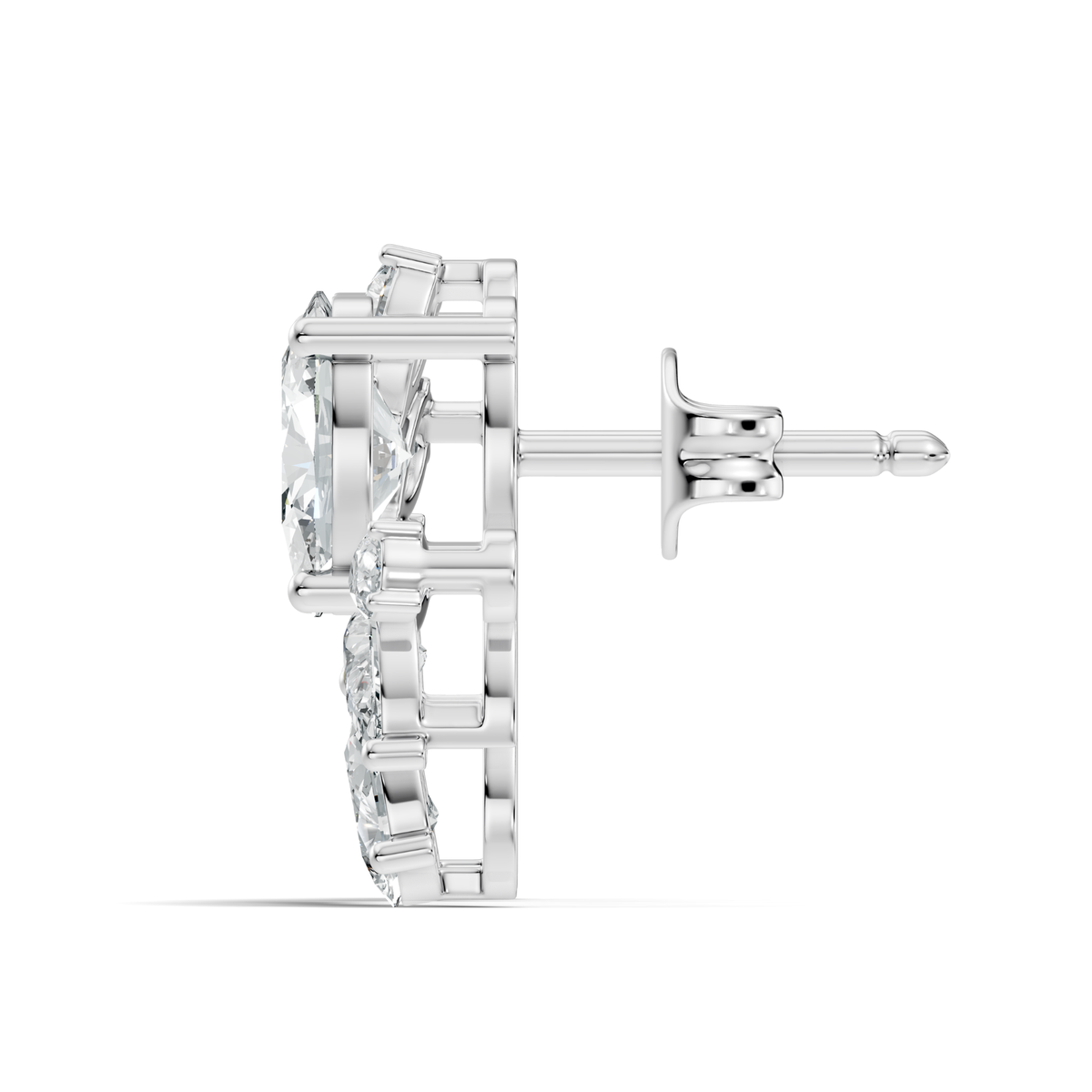 Oval and Pear Cut Lab Grown Diamond Unique Prong Stud Earring