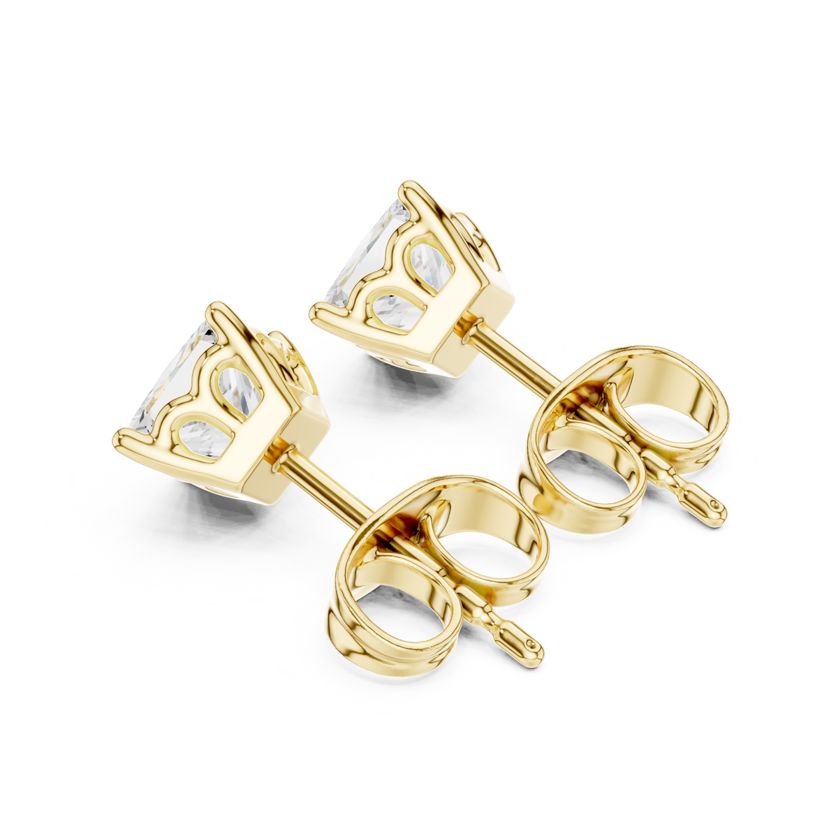 Princess Cut Lab Grown Diamond Prong Set Stud Earring