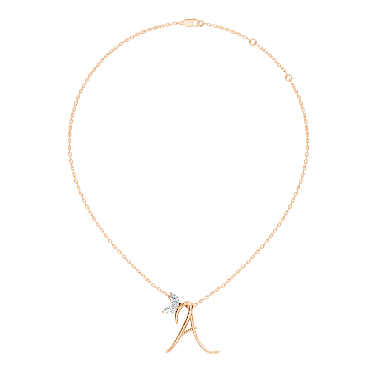 Unique Marquise Cut Diamond Pendant In 14K Solid Gold Personalized A Letter Jewelry - HIGHCARAT DIAMONDS