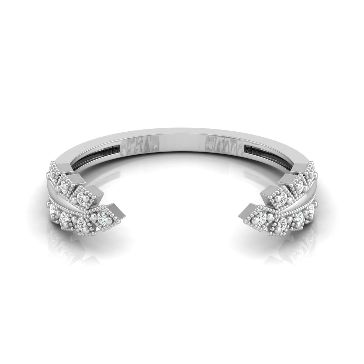 Affordable Open Cuff Band Ring with Round Diamond For Her In 18 KT Solid Gold - HIGHCARAT DIAMONDS