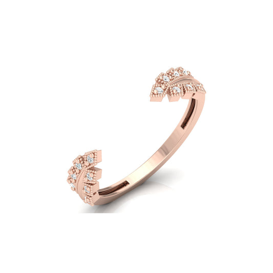 Affordable Open Cuff Band Ring with Round Diamond For Her In 18 KT Solid Gold - HIGHCARAT DIAMONDS